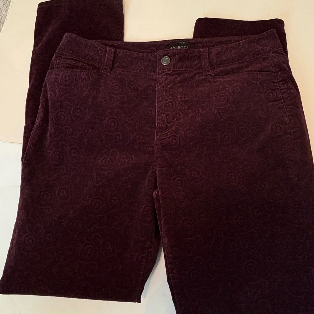 TALBOTS Heritage Burgundy Velveteen Jeans Size 10P